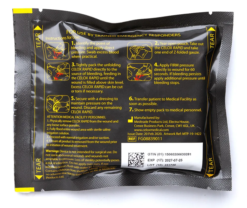 Celox Ensiapu ^ Rapid 150 cm Z-Fold hemostaattiside