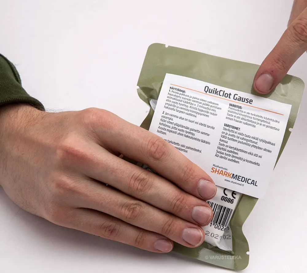 Sharkmed Ensiapu ^ QuikClot Combat Gauze Z-fold hemostaattiside